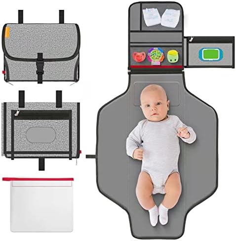 Smart eLf Large Portable Diaper Changing Pad for Newborn, Travel Changing Station with Detachable Waterproof PEVA Mat - Perfect Baby Shower Gifts