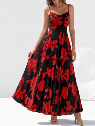 Image of BTFBM Women Summer Maxi Dresses Elegant Wedding Guest Dress | Cowl Neck,Spaghetti Strap,Mesh,Floral,A-Line,Flowy,Party,Cocktail,Homecoming,Graduation,Sundress,Prom,Beach Long Dresses