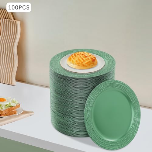 100 platos cargadores verdes redondos de 13 pulgadas miniatura 2