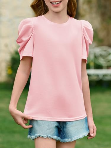 Image of Imily Bela Kids Girls Puff Short Sleeve T Shirts 5-14 Years | Summer, Casual, Crewneck, Fashion Tops
