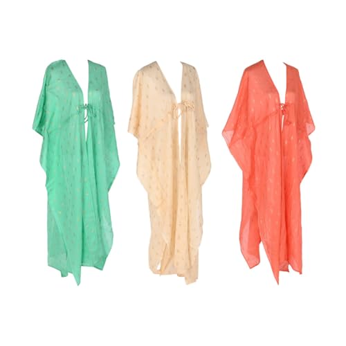 Pareo verde beige coral (pack de 3 unidades) para playa y piscina