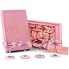 Vintage Art Deco Gerippte Coupe Gläser in Zartem Rosa mit Goldrand | 4er Set | 200 ml Cocktailgläser für Champagner, Espresso Martini, Cosmopolitan, Daiquiri | Speakeasy Kristall Champagnerschalen