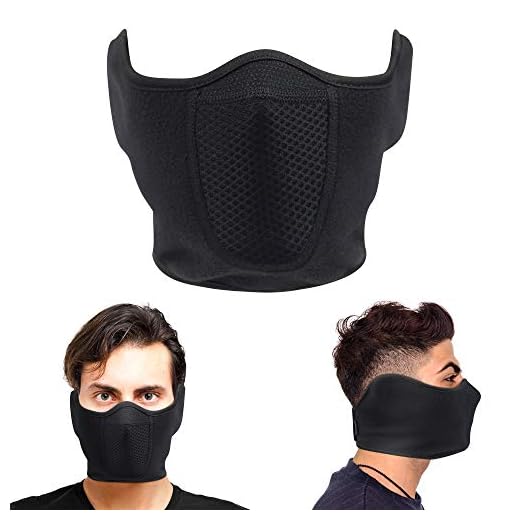 Oscenny Cagoule Moto attache réglable coupe-vent pour hommes femmes vélo moto hiver sports de plein air hautement respirant (demi-visage)