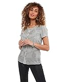 Gewaschene Optik Joe Browns Damen Boho-Stickerei, verwaschener Effekt, Knopfleiste und Schnürung an der Taille Bluse, Silber, 42