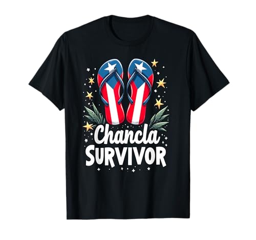 Puerto Rico Chancla Survivor Bandera Rica Mujeres Hombres Hispanos Camiseta