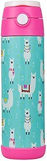 Snug Flask for Kids (500ml) - Vacuum Insulated Water Bottle with Straw (Llamas)