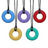 5er-Pack Silikon-Kaugummi-Halskette in Donut-Form, Sensorische Kauspielzeuge für Kinder mit Autismus, ADHS und Beißbedürfnissen, Kauspielzeug für autistische Babys und Kleinkinder, Erwachsene