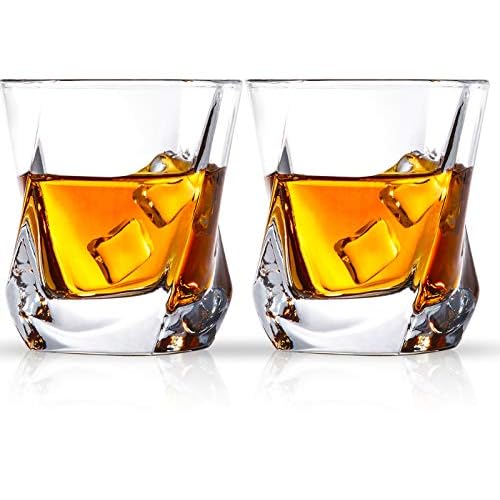 Cooko Vasos de whisky,Lujo Cristal Set de Cristal,Vidrio de la Claridad Non-Leaded,Vino Accesorios Juego de 2 Vasos (8oz) para Vino, Cócteles o Jugo