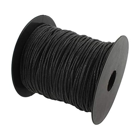 YYW Wax Cord 2mm 80Yard/Roll Black/White Waxed Line Cord Cotton Thread Cords for DIY Jewelry Beading Bracelets Making Sewing Work (Black) Cover