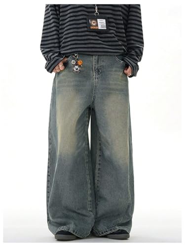 Floerns Men's Baggy Jeans Vintage Wide Leg Y2k Hip Hop Denim Pants Streetwear2