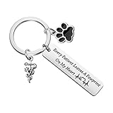 UJIMS Veterinarian Keychain Paw Print Gift Every Patient Leaves A Pawprint On My Heart Medicine Jewelry Vet Tech Gift (Paw Print Keychain)