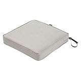 Classic Accessories Montlake Water-Resistant 21 x 21 x 3 Inch Square Outdoor Seat Cushion, Patio Furniture Chair Cushion, Heather Grey, Outdoor Cushion Cover