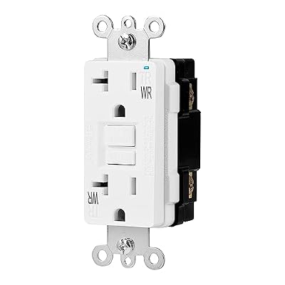 Amazon Basics Weather-Resistant Tamper-Resistant GFCI Receptacle with LED Indicator, Self-Test Feature, Ground Fault Circuit Interrupter for Indoor or Outdoor Use, 20 Amp, White