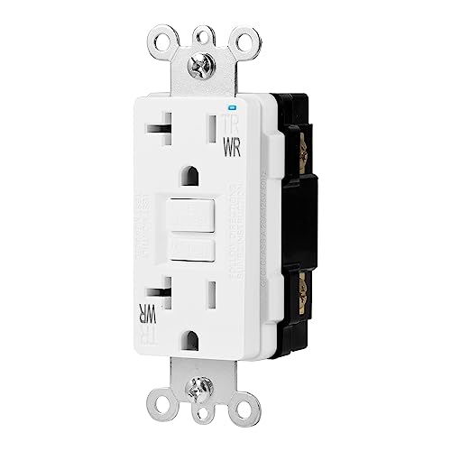 Amazon Basics Weather-Resistant GFCI Receptacle with LED Indicator, 20 Amp by Amazon Basics - Used condition - CA$16.90