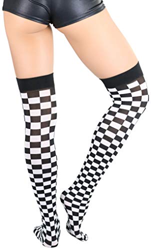ToBeInStyle Women's Seamless Nylon Closed Toe Checkered Stockings2