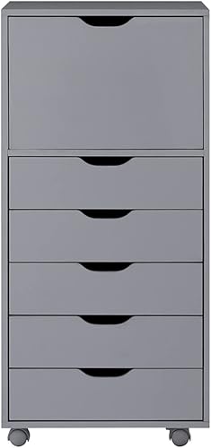 Miniatura 9 de Naomi Home Carly Archivador de almacenamiento de oficina con 6 cajones sobre ruedas, unidad de cajón de almacenamiento móvil, organización de