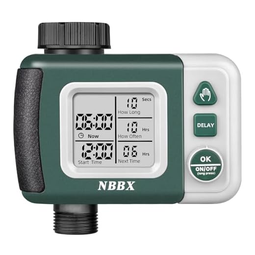 NBBX Outdoor Sprinkler Timer, Water Timer for Garden Hose, Programmable Faucet Timer with Rain Delay, Delay/Manual/Automatic Watering System, Irrigation Timer System for Lawns Pool, 1 Outlet