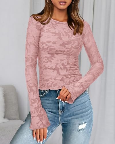 BTFBM Casual Long Sleeve Shirts Fall 2025 Going Out Tops for Women Trendy Floral Work Blouses Bodycon Tunics