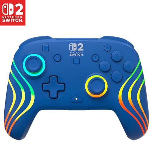 Turtle Beach Afterglow Wave Wireless RGB Gaming Controller – Officially Licensed for Nintendo Switch 2, Nintendo Switch/Switch Lite/OLED – TMR Thumbsticks, Customizable Lighting – Blue