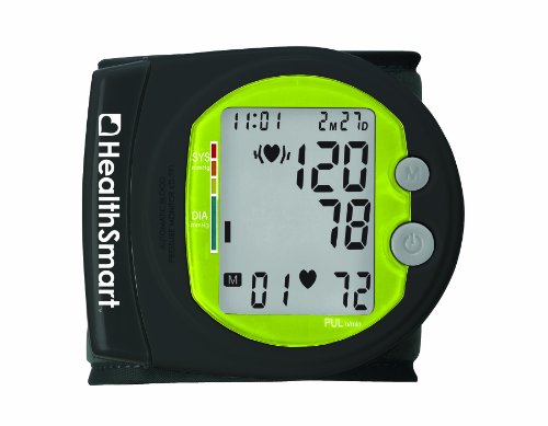 HealthSmart Wrist Blood Pressure Monitor, Sport Style, Digital One Touch Automatic with 2 Person Memory, 120 Reading Memory, Black