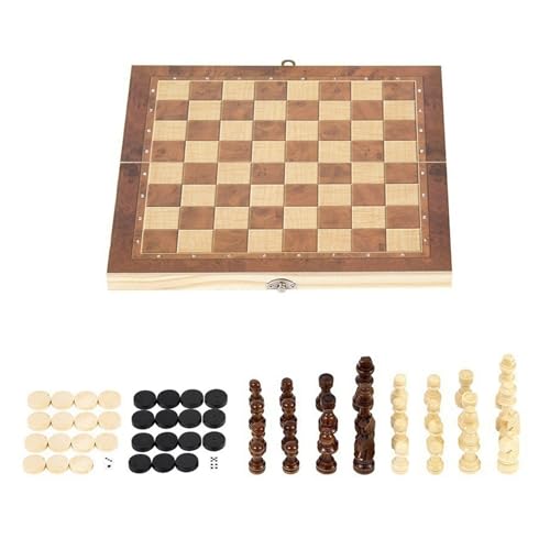 Jeu d'échecs et dames en bois pliable pour débutants