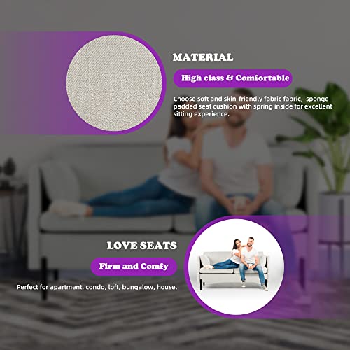 Tyboatle Upholstered Modern Loveseat Sofa Couch With 2 Rectangular Pillows And Metal Legs, 55" W Fabric Comfy Couches For Living Room, Bedroom, Compact Small Space, Apartment, Office (Cream Beige) #TOP6