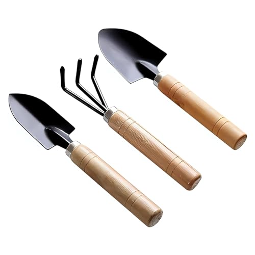 Image of Amazon Brand - 3 Pcs Gardening Tool Set, Hand Tool Kit for Home Gardening, Small Sized Hand Cultivator, Small Trowel & Garden Fork, Perfectly Sized for Kids, Ideal for Home Gardening, Flower Pot, Lawn