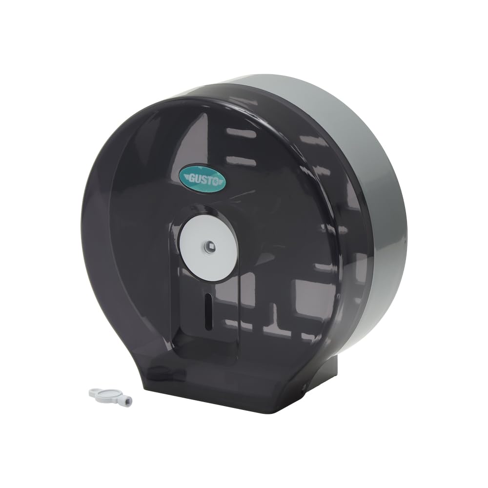 Wall Mounted Drum Toilet Roll Holder for Commerical Toilets (Clear Black)