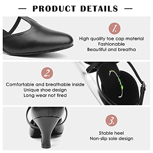 Tinrymx Women Ballroom Dance Shoes Closed Toe T-Strap Character Modern Latin Salsa Tango Waltz Performance Dancing Shoes,Us 9 #TOP1