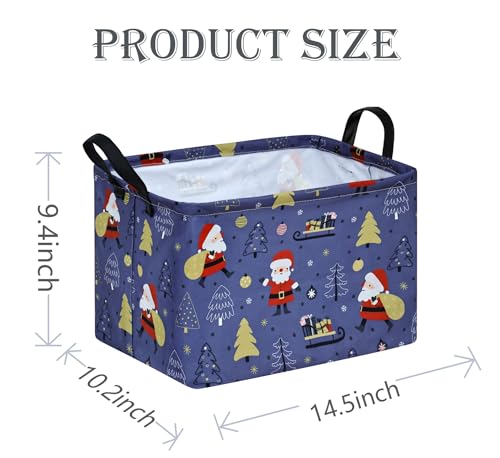 Image of Christmas Gift Basket Shelf Storage Bin for Clothes, Rectangle Storage Box Laundry Hamper with Handles