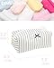 PAZIMIIK Cozy Makeup Bag Small Aesthetic Travel Zipper Cosmetic Pouch for Women Make Up Beauty Accessories Brushes, Stripe Black