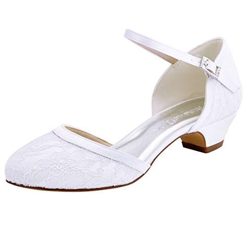 Elegantpark HC1620 Runde Zehen Schnalle Hoch Laceabsatz Pumps Lace...