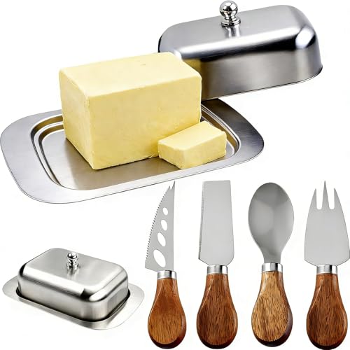 5-teiliges Set Butterdose Edelstahl mit Deckel matt, spülmaschinengeeignet, Aufbewahrung Für Kühlschrank Und Servieren Bei Veranstaltungen, Butter Dish für Butter Käse Kuchen(17.9 X 12.2 X 6 cm) 5-teiliges Set Butterdose Edelstahl mit Deckel matt, spülmaschinengeeignet, Aufbewahrung Für Kühlschrank Und Servieren Bei Veranstaltungen, Butter Dish für Butter Käse Kuchen(17.9 X 12.2 X 6 cm)