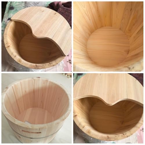 Tina de Pie de Madera con Tapa, Spa Portátil 25 cm miniatura 3