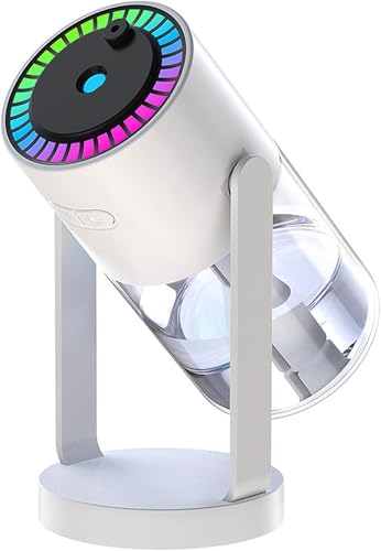 Image of Portable Starry Sky Projection Humidifier with Colorful LED Night Light, USB Mini Air Humidifier, 360 Rotating Nozzle, Ultra Quiet Cool Mist Humidifier for Bedroom, Office, Baby Room, Desktop (White)