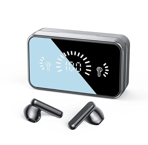 Ultra Stylish wireless earbuds | Bluetooth | 3D Touch Control | Travel Headset | Mirror Chrome Effect Charging Case with Digital Readout | Use the case as a Mirror!