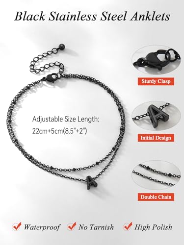 Image of FaithHeart Initial Ankle Bracelets for Women, Waterproof 14k Gold Plated Initial Anklets Non Tarnish Stainless Steel Cute Layered Anklet Summer Beach Jewelry