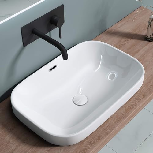 doporro Lavabo Vasque à Encastrer Evier Lave Main en Céramique Design Bruxelles5082 61,6x41,5x16,5cm