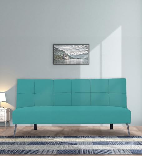 Image of Adorn India Xander 3 Seater Sofa Cum Bed (Aqua Blue) (3 Year Warranty)