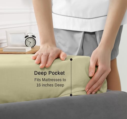 RUVANTI 100% Cotton Twin Sheets Set, 3 Pieces, Soft & Breathable Percale Weave Bedding, Deep Pocket 16", Hotel Standard, Crisp Cool Feel, Durable, Perfect Dyed Bed Sheet, Sage Green