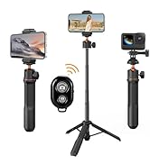 K&F Concept Phone Tripod, Selfie Stick for iPhone Lightweight Tripod Stand with Remote, 360° Ball...