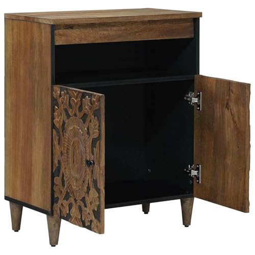 Buffet en bois de mangue massif 2 portes design minimaliste marron