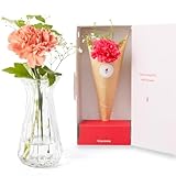 bloomee(ブルーミー) お花3本 と 花瓶セット (クリア01) (Happy Birthdayカード 付)生花 ミニ 花束 (ギフト プレゼント お祝い) 退職祝い 結婚祝い 卒業式 開店祝い フラワーギフト