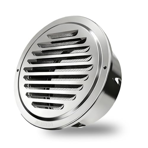 Grille Aeration,Grille de Ventilation Ronde 110mm en Acier Inoxydable - Lot de 1 avec Filet Anti-Insectes Intégré - Pour Cuisine, Salle de Bain, Cheminée...