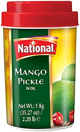 National Foods Mango Pickle 35.27 oz (1000g) Sour & Spicy Traditional South Asian Relish | Zesty & Tangy Aam Ka Achaar | Plastic Jar