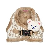 Pinkaholic New York Tailsy Vest Dog Harness Step-in Warm Winter Leopard Pattern for Small Dog, Beige, Medium