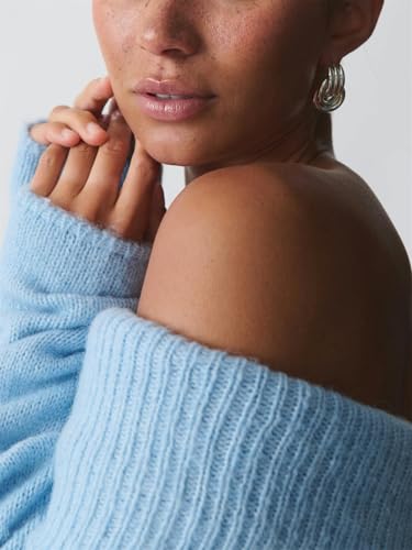 Image of Women Cute Off The Shoulder Sweater Sexy Long Sleeve Slouchy Knit Loose Fit Pullover Top Going Out Knitwear Jumper