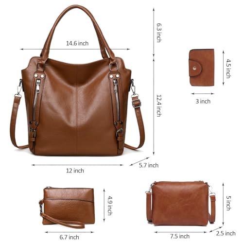 Image of 2E-youth Purses for Women Large Tote Women's Handbag Set Faux Leather Hobo Crossbody Bag 4pcs