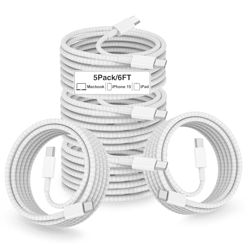 USB C to USB C Cable 6FT for iPhone 15 Charging Cord,Type C to Type C Fast Charger Cord for Apple iPhone 15 Plus/15 Pro/15 Pro Max,USBC Fast Charging Cable for MacBook/iPad Pro,Samsung Galaxy,Android