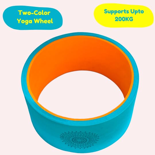 Image of The Yogis Yoga Wheel Strongest & Most Comfortable Wheel Size -17 X 34cm with 2 blocks, 1 knee Pad And 1 Belt